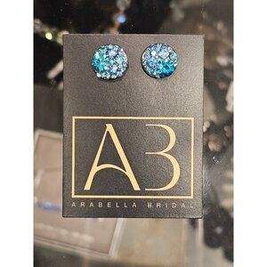 Teal Crystal Round Earring